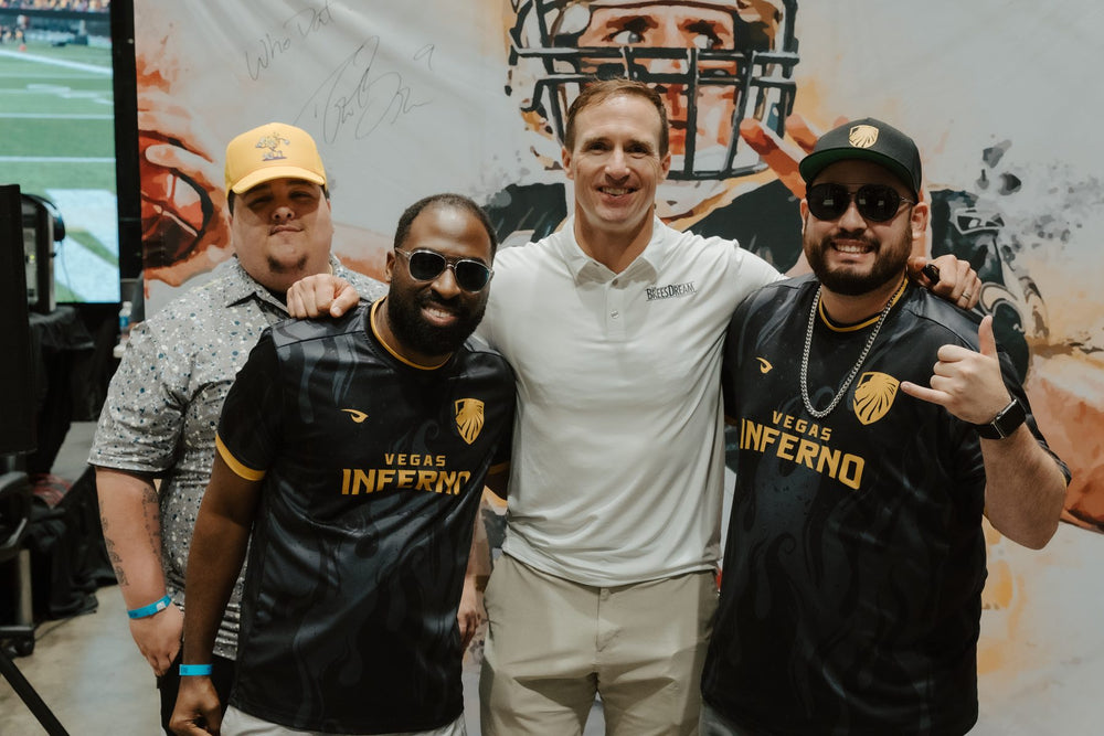 Drew Brees with the Vegas Inferno crew